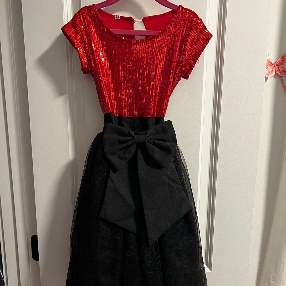 Red Sequin Sleeve Dress